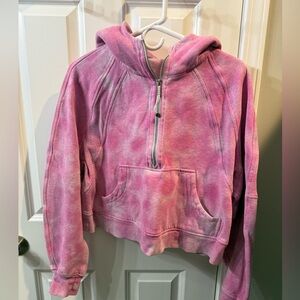 Lululemon Cropped Scuba Pink Tie-Dye Hoodie size M/L